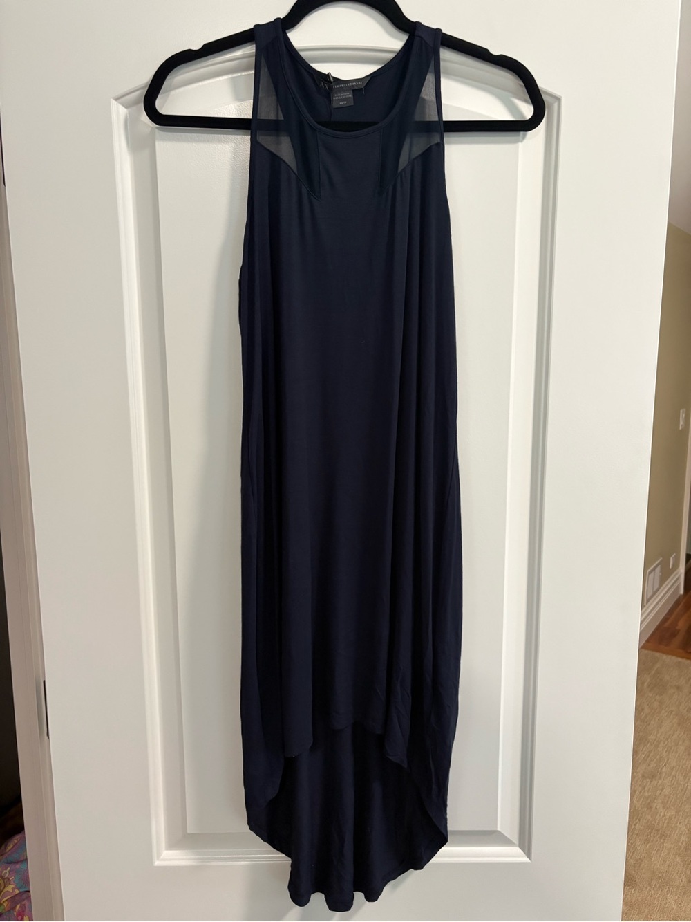 Armani Exchange Navy Sleeveless High-Low Dress